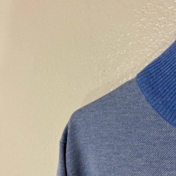 Peter Millar Crown Sport Blue Cotton Knit 1/4 Zip Pullover Sweater EUC Medium M - Picture 2 of 7